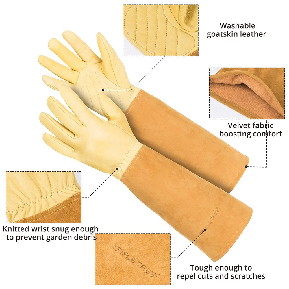 TRIPLETREE Thorn Proof Rose Pruning Gardening Gloves