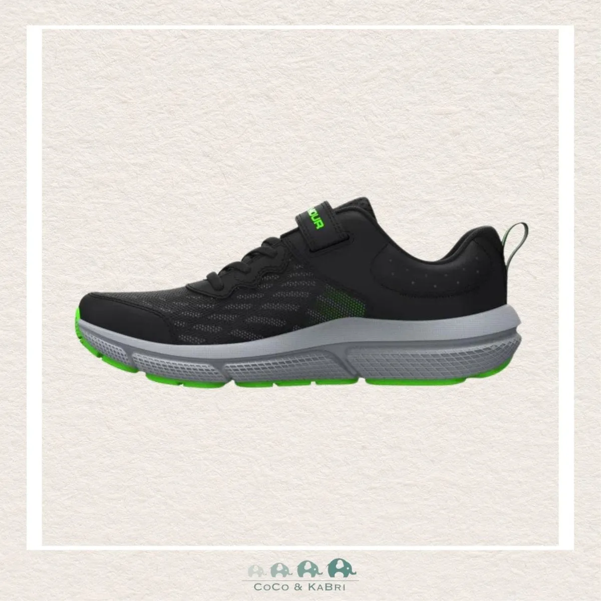 Under Armour: Boy's Pre-School Assert 10 AC Running Shoes Black/Green (N4-192)