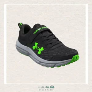 Under Armour: Boy's Pre-School Assert 10 AC Running Shoes Black/Green (N4-192)