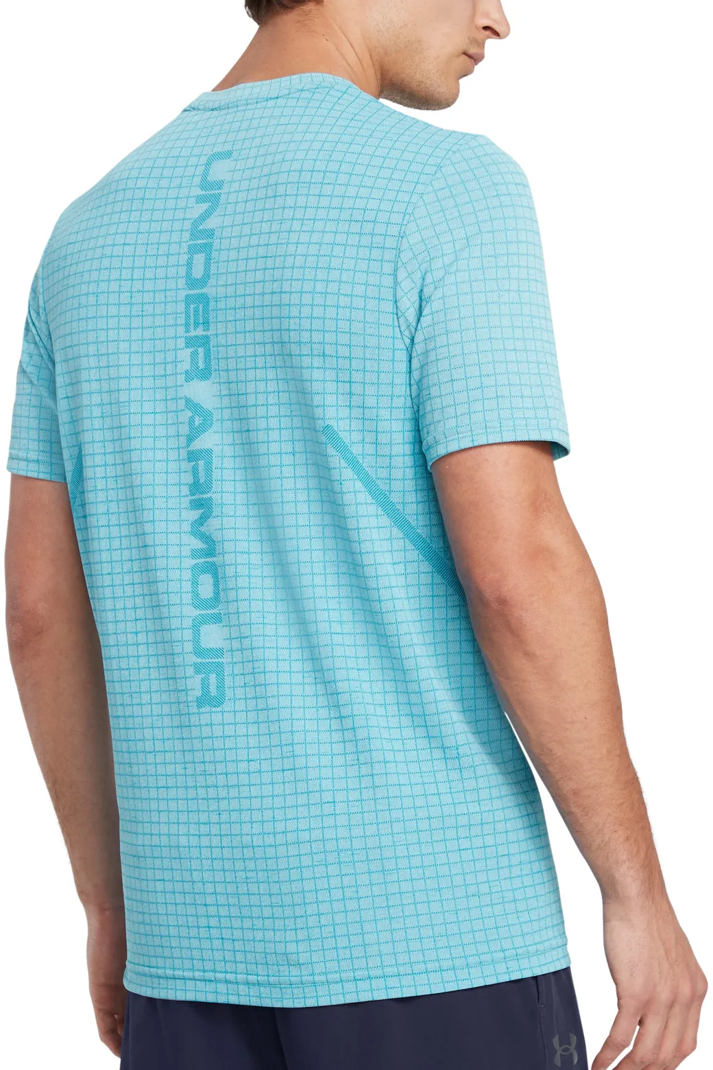 Under Armour Seamless Grid Short Sleeve Mens Training Top - Blue