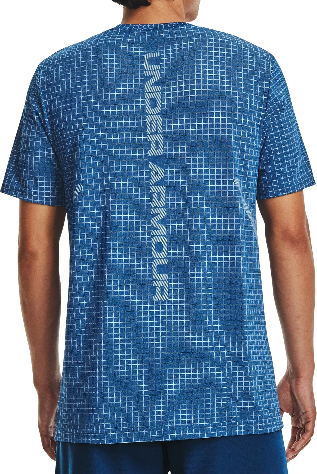 Under Armour Seamless Grid Short Sleeve Mens Training Top - Blue