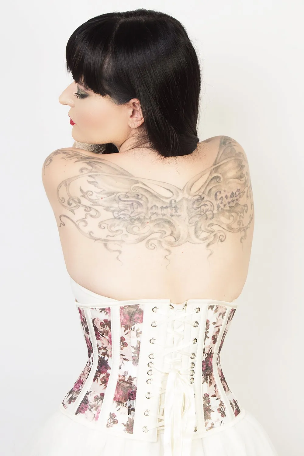 Underbust Floral Print Mesh Corset