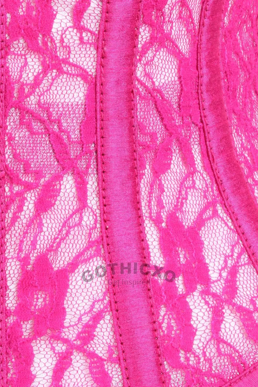 Underbust Fuchsia Mesh with Lace Waspie Corset