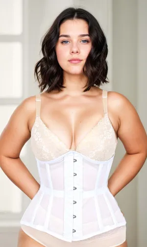 Underbust White Mesh Longline Corset
