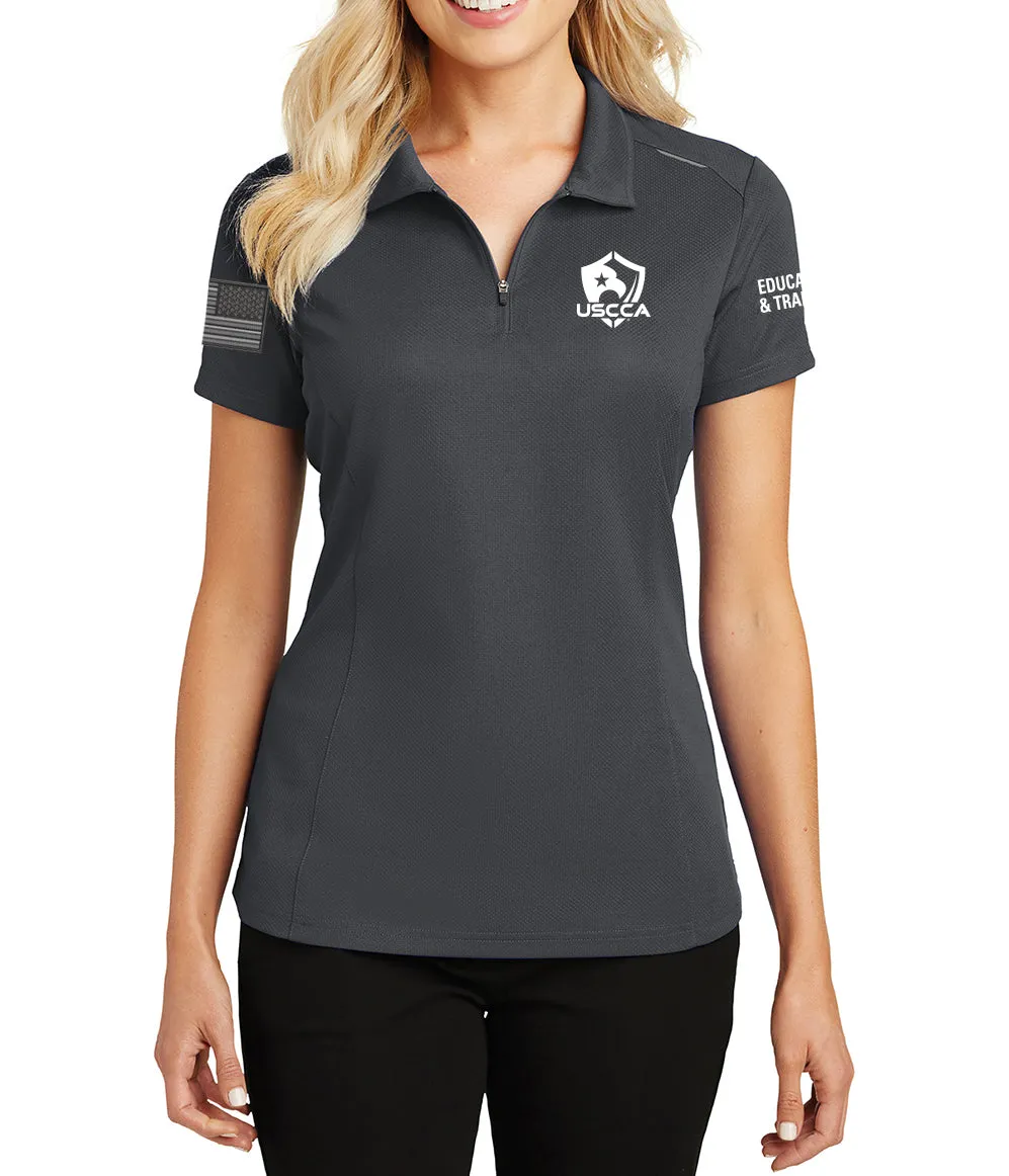 USCCA Ladies Port Authority® Pinpoint Mesh Zip Polo