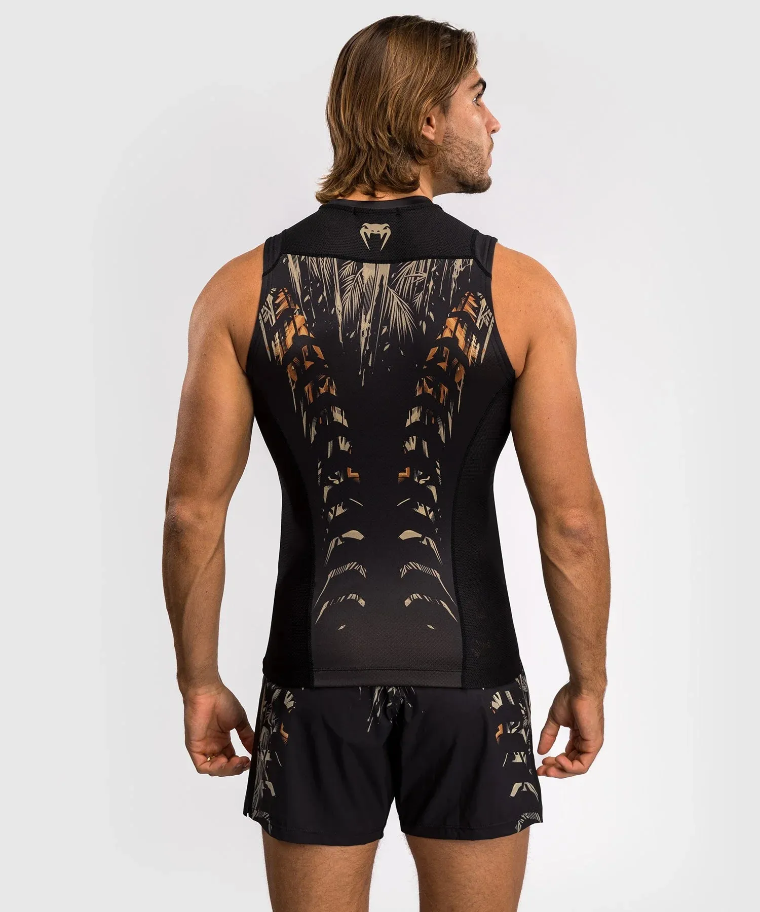 Venum Tiger Men's Sleeveless Rash Guard - Black/Neon Orange