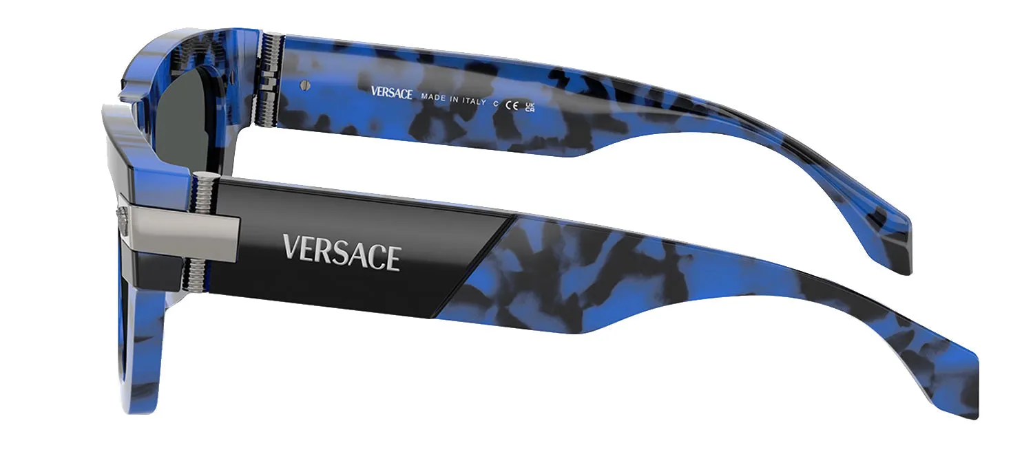 Versace VE 4464 545887 Rectangle Plastic Blue Sunglasses with Grey Lens