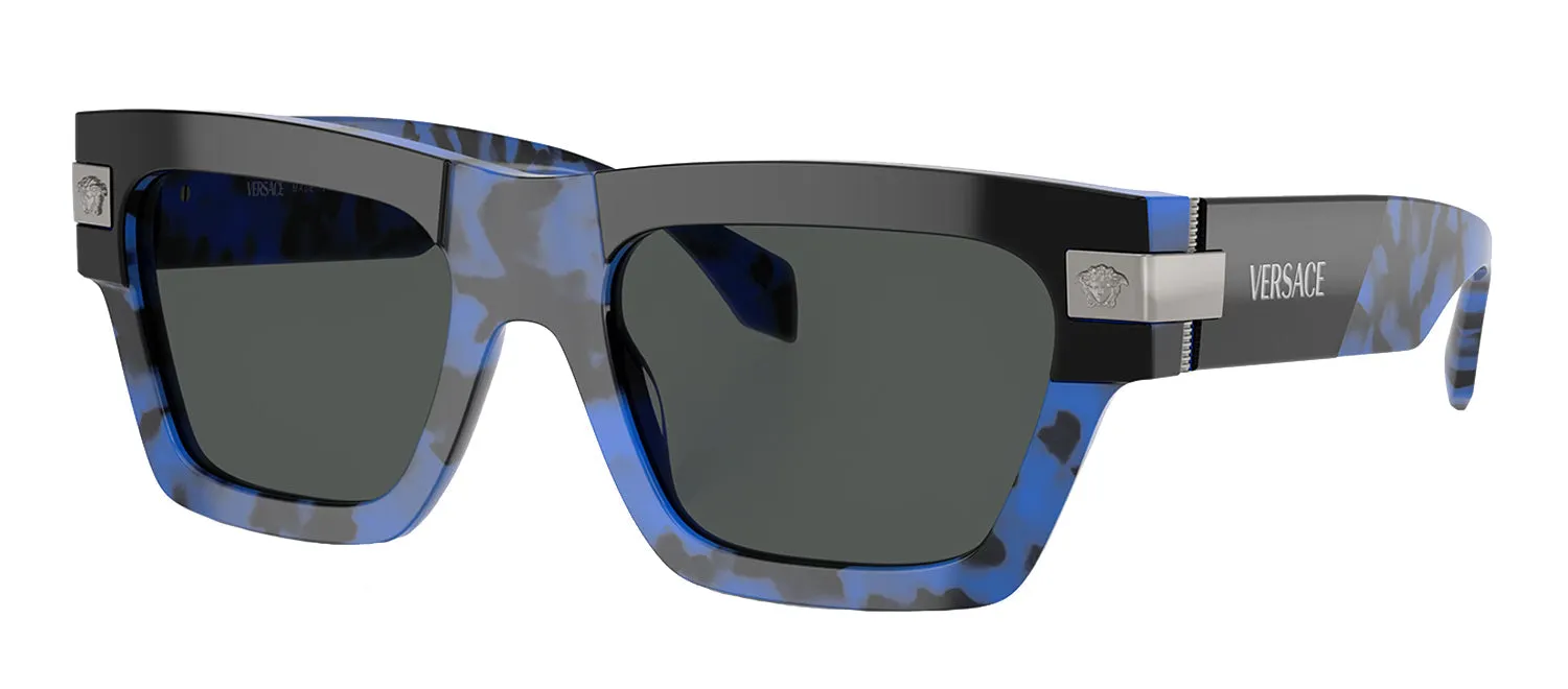 Versace VE 4464 545887 Rectangle Plastic Blue Sunglasses with Grey Lens