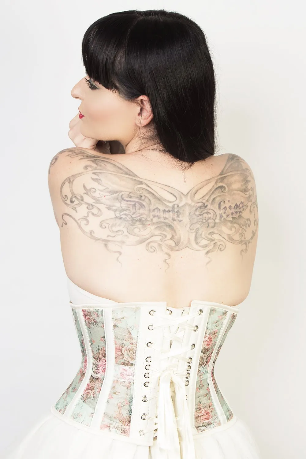 Victorian Floral Print Mesh Corset