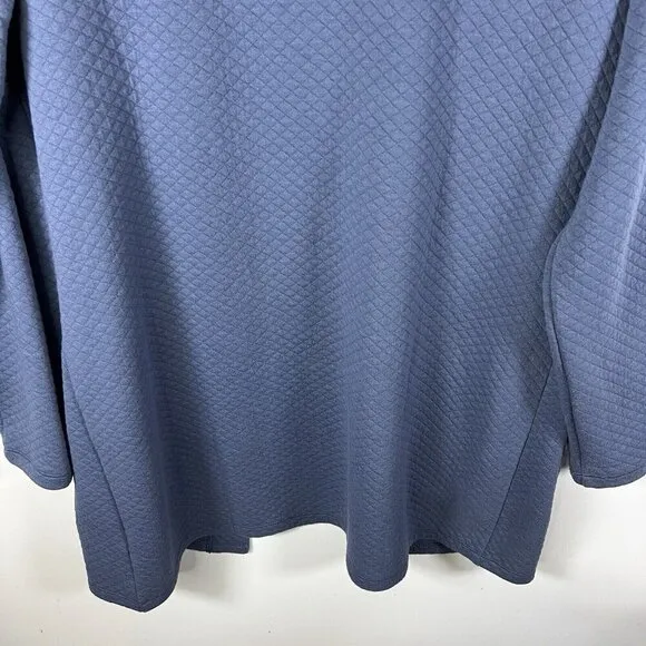 Vintage 90s L.L. Bean Womens L Blue Waffle Knit Long Cardigan Sweater Lagenlook