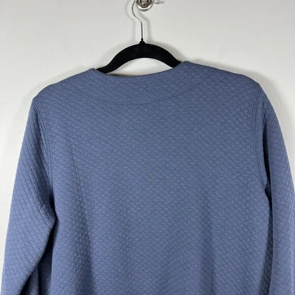 Vintage 90s L.L. Bean Womens L Blue Waffle Knit Long Cardigan Sweater Lagenlook