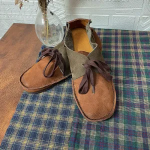 Vintage Flat Leather Lace-up Soft and Comfortable Women's Shoes