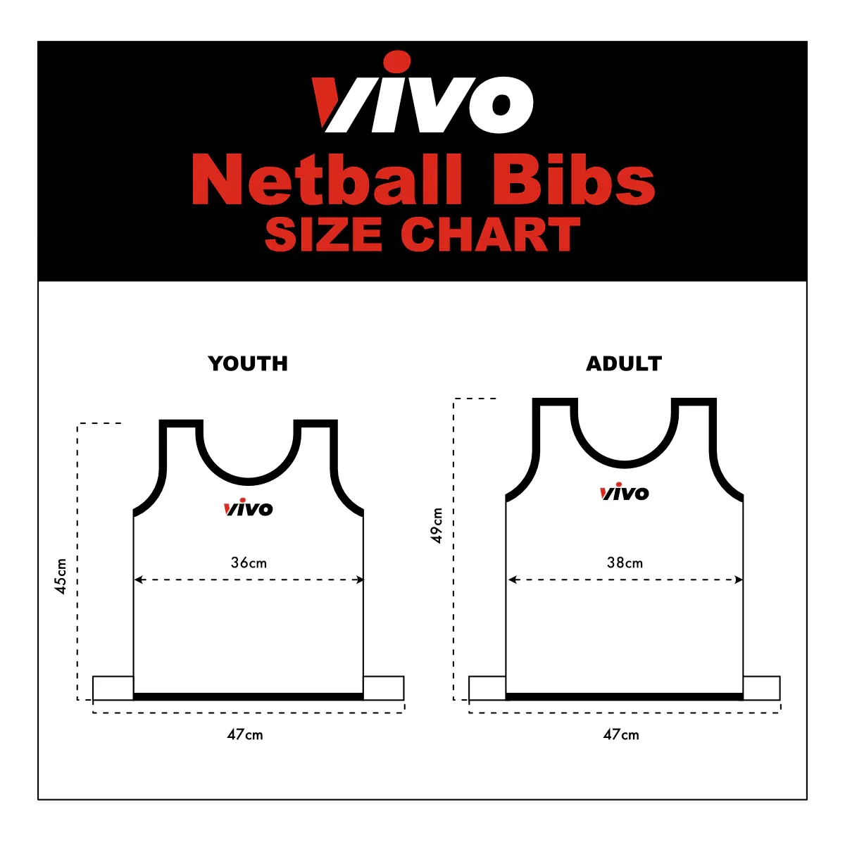 VIVO Netball Bibs - Set of 7 [Youth/Adult Sizes]