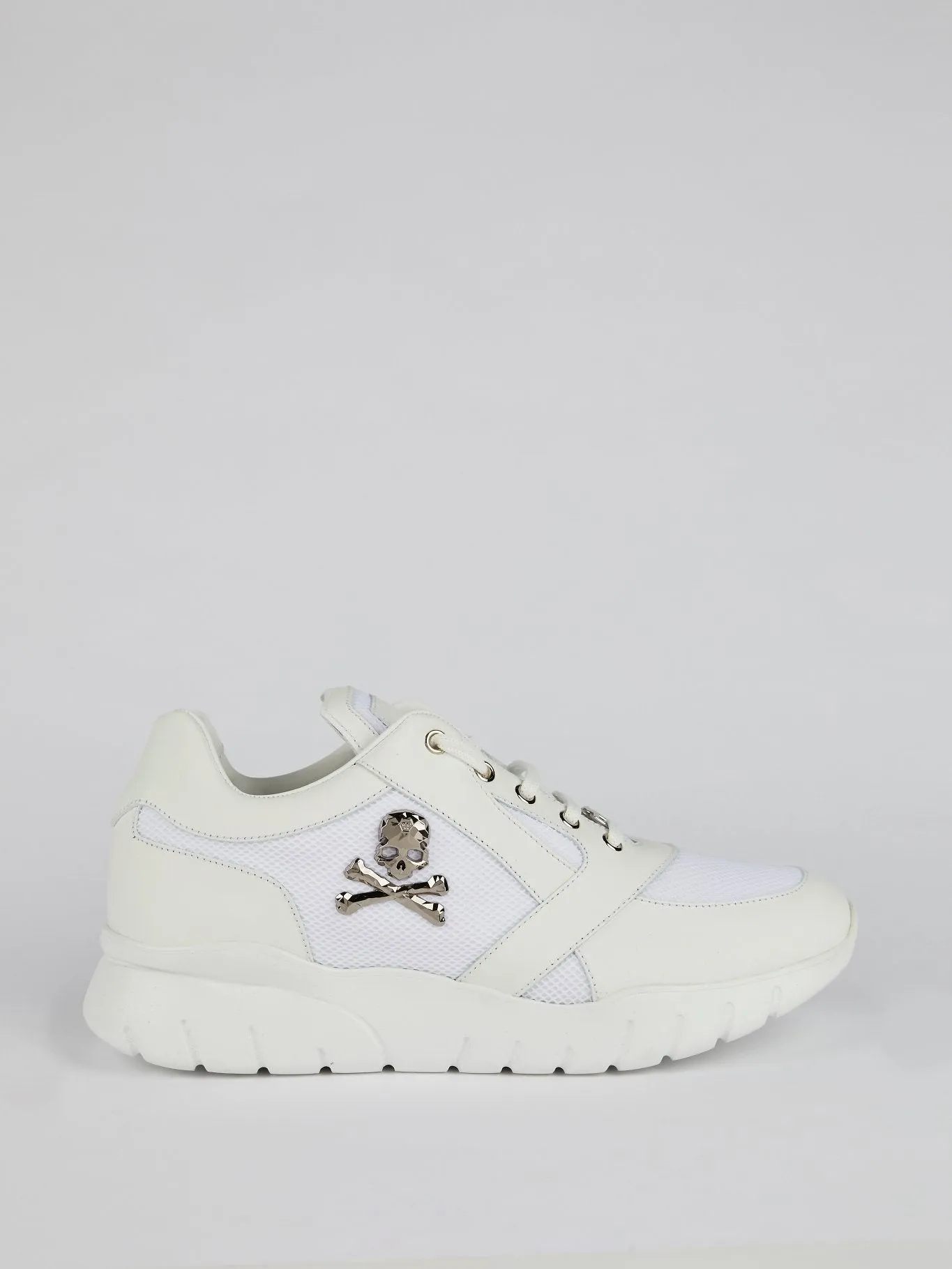 White Chunky Skull Sneakers