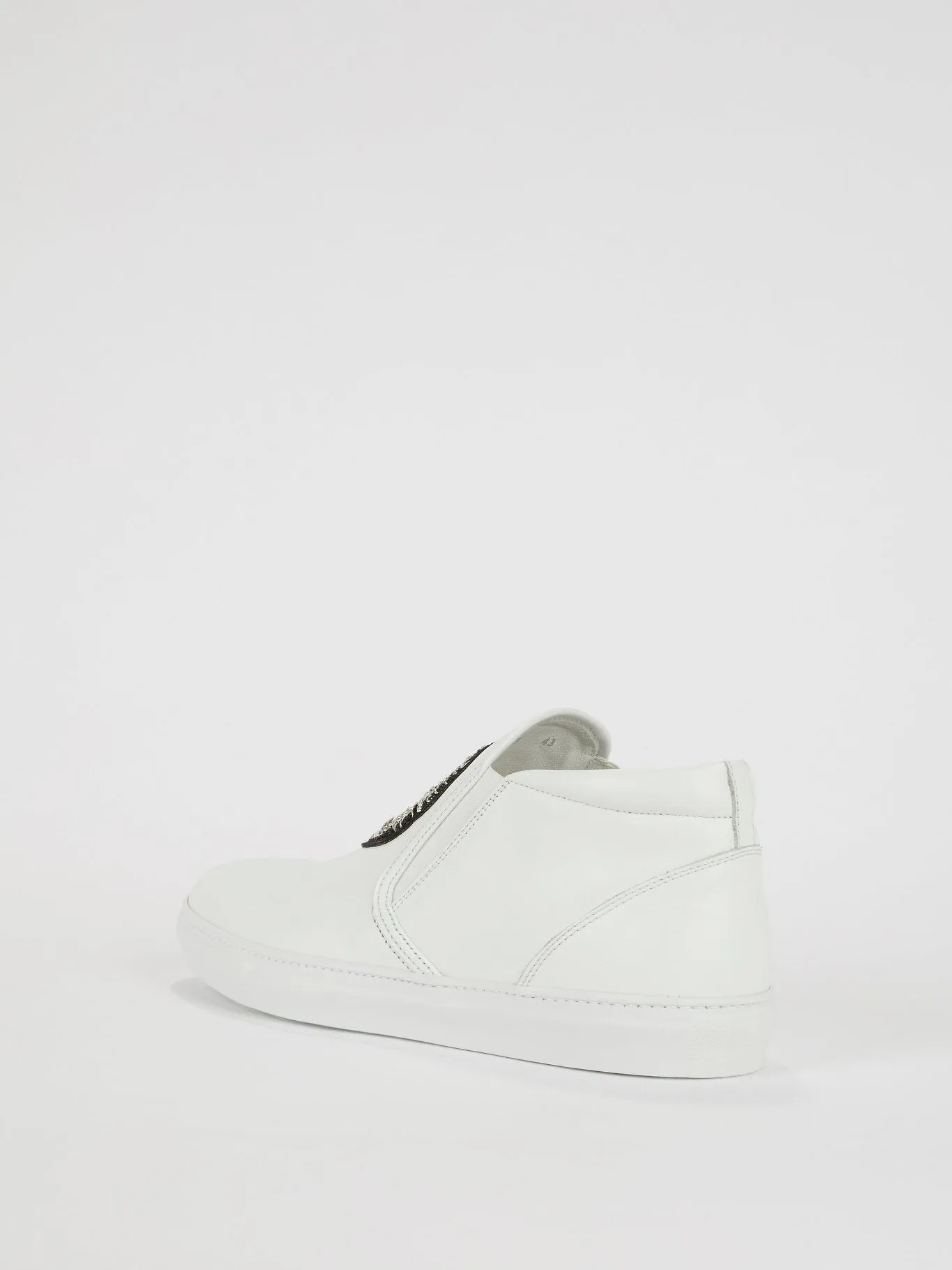 White Monogram Embroidered Leather Sneakers
