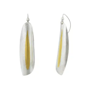 Winged Silver Earrings with Gold Keum Boo, Large Lightweight Silver and Gold Earrings,  Kinetic Earrings, Handmade and Unique Earrings