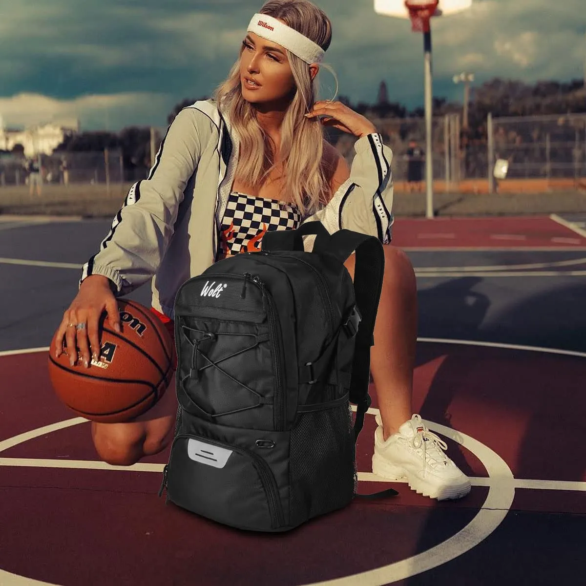WOLT Basketball Backpack with Shoes Compartment for Basketball, Soccer, Volleyball, Swim, Gym, Travel