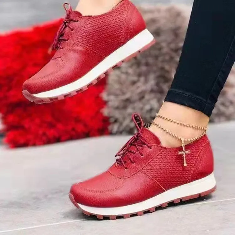Women Sneakers Casual Running Sports Shoes Lace-up Flat Shoes