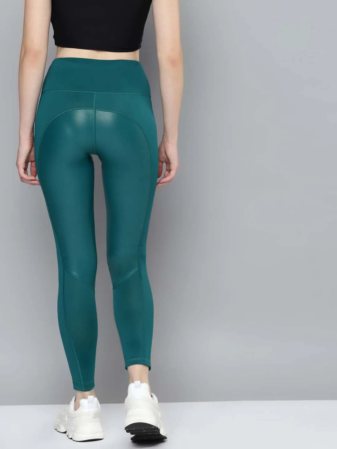 Women Teal Green Shin On Rapid Dry Training Tights