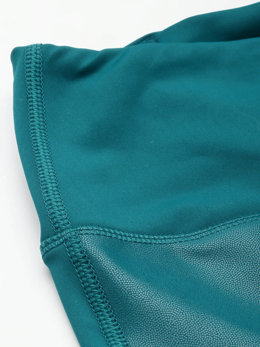Women Teal Green Shin On Rapid Dry Training Tights