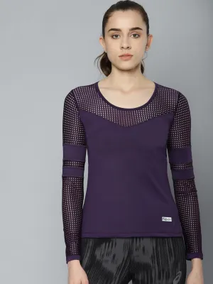 Women's Active Purple Training Mesh Panel Top