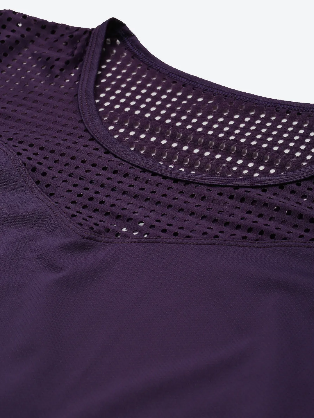 Women's Active Purple Training Mesh Panel Top