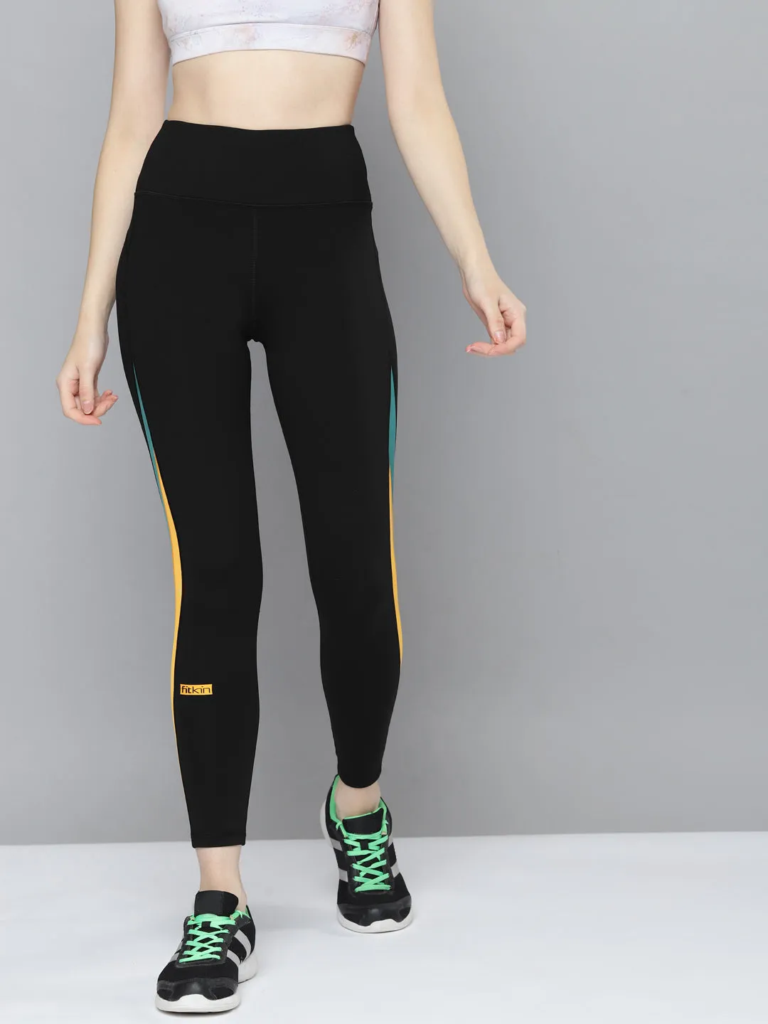 Women's Black Rapid Dry Training Tights with Contrast Detail