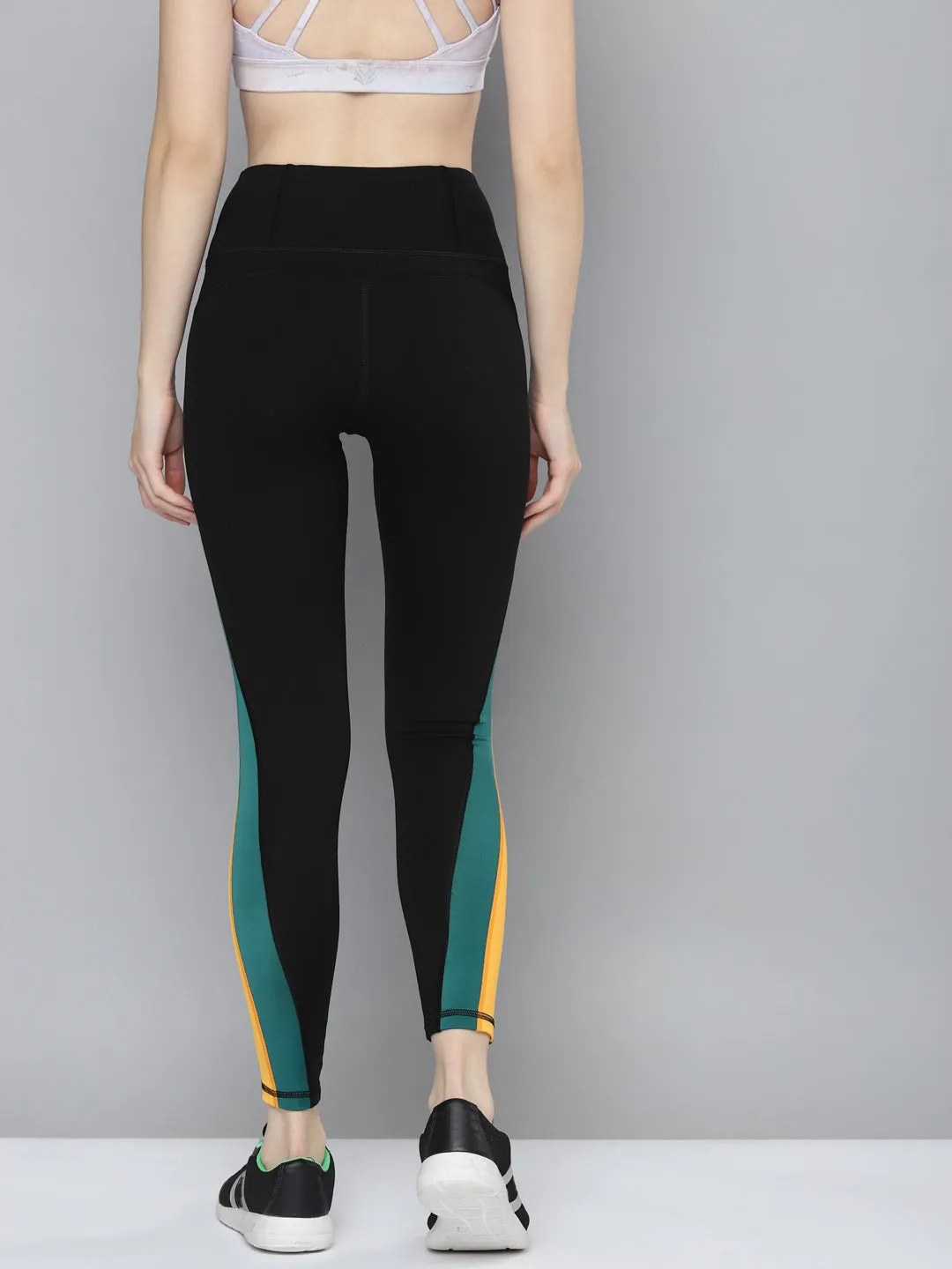 Women's Black Rapid Dry Training Tights with Contrast Detail