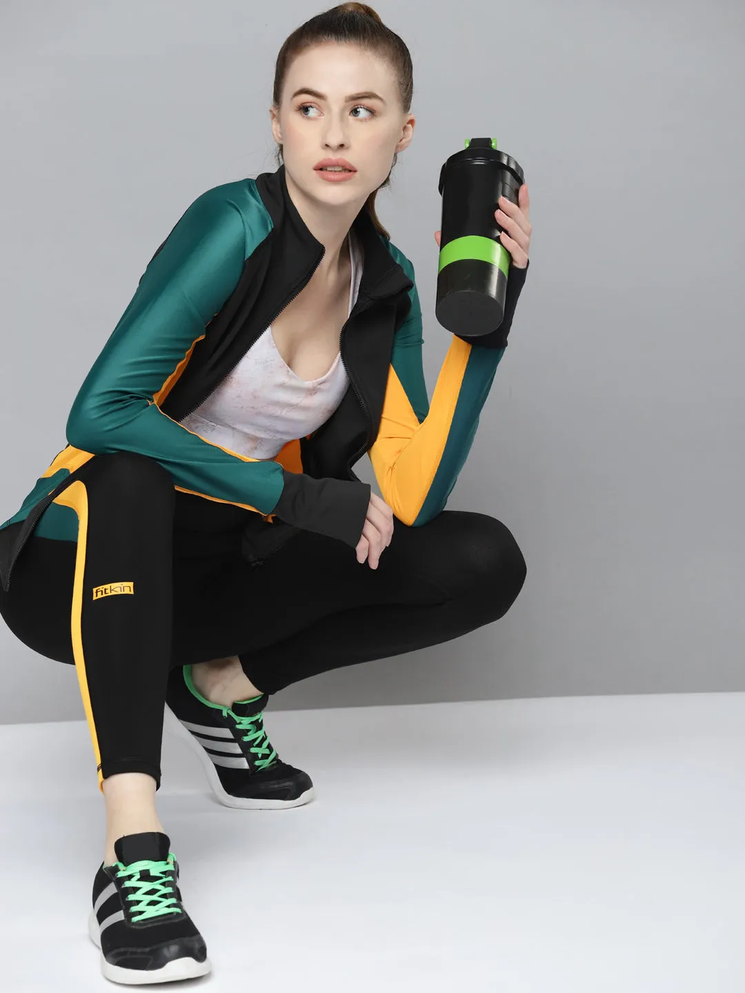 Women's Black Rapid Dry Training Tights with Contrast Detail