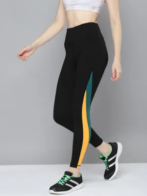 Women's Black Rapid Dry Training Tights with Contrast Detail