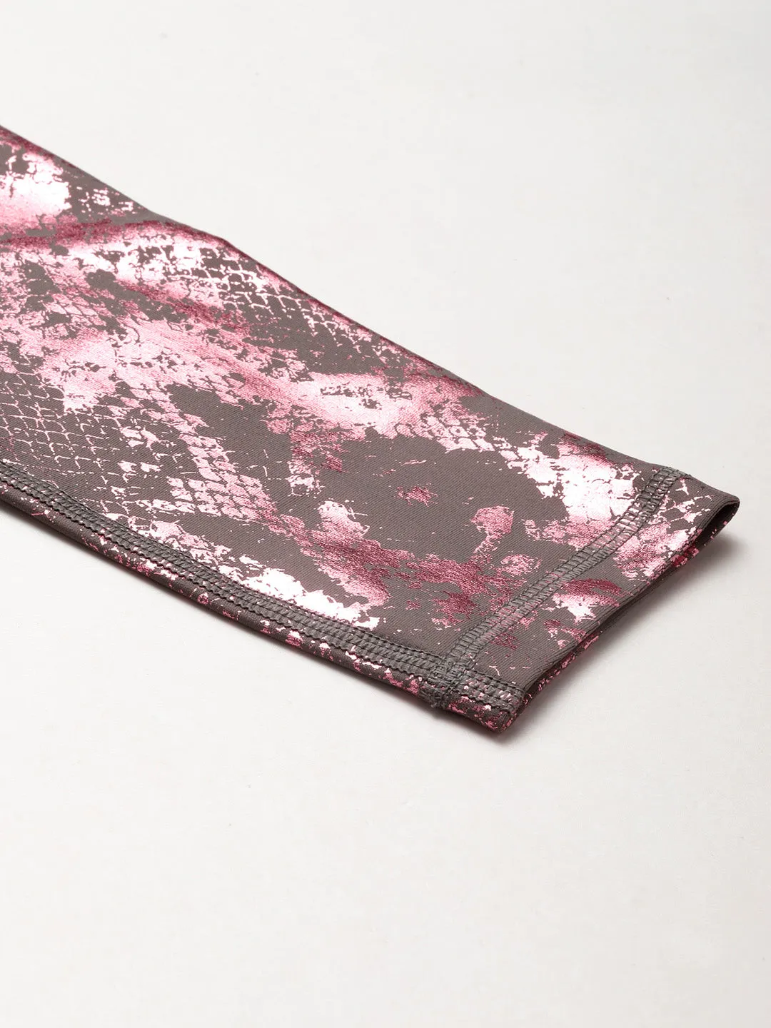 Women's Grey & Pink Snake Print Training Tights
