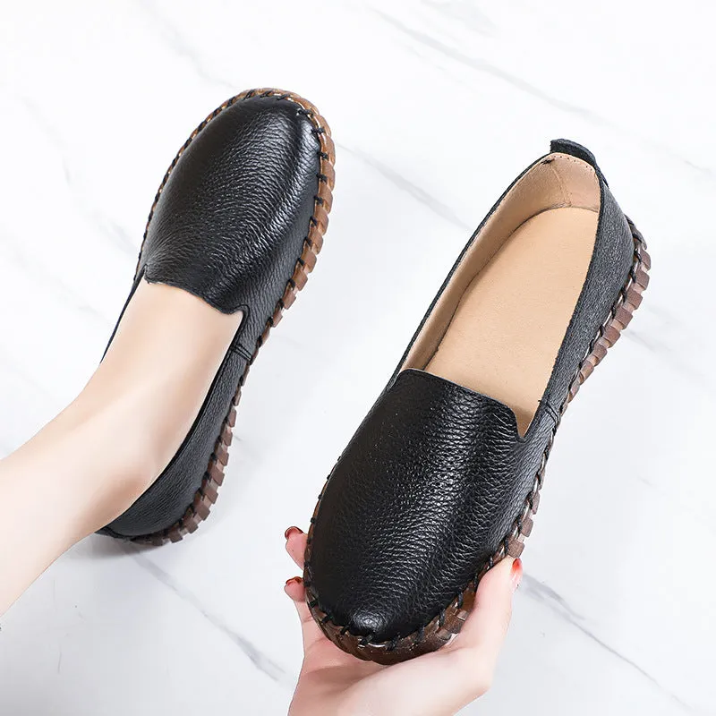 Women's Leather Soft Sole Shoes Flat Comfortable Leather Shoes