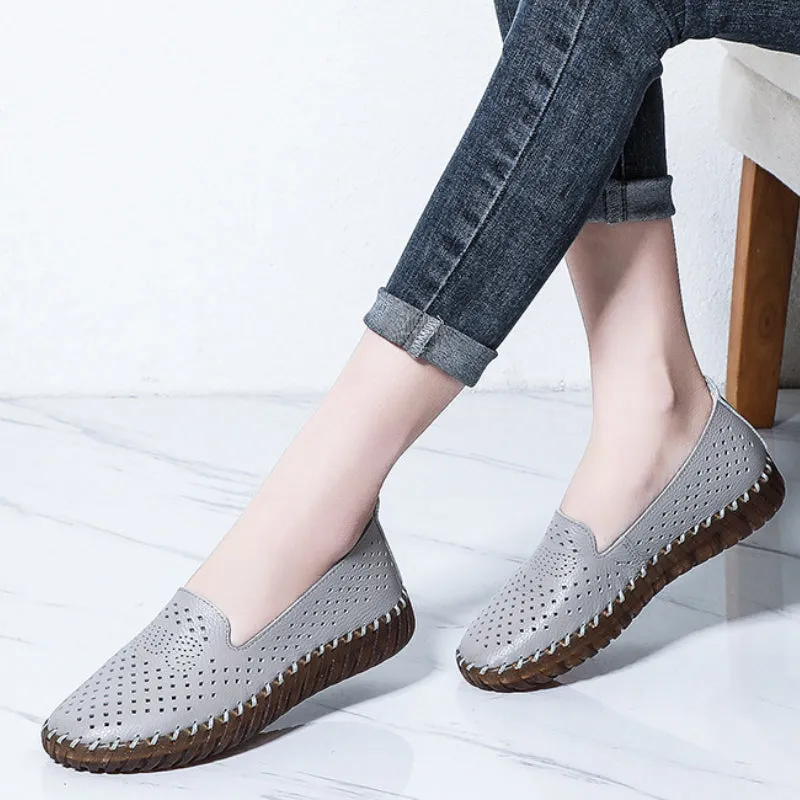 Women's Leather Soft Sole Shoes Flat Comfortable Leather Shoes