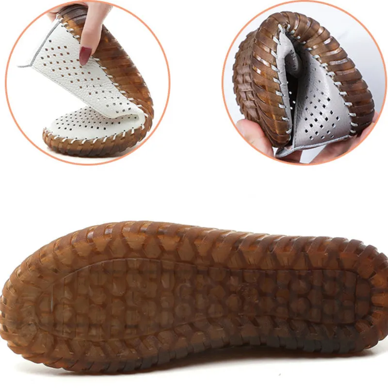 Women's Leather Soft Sole Shoes Flat Comfortable Leather Shoes
