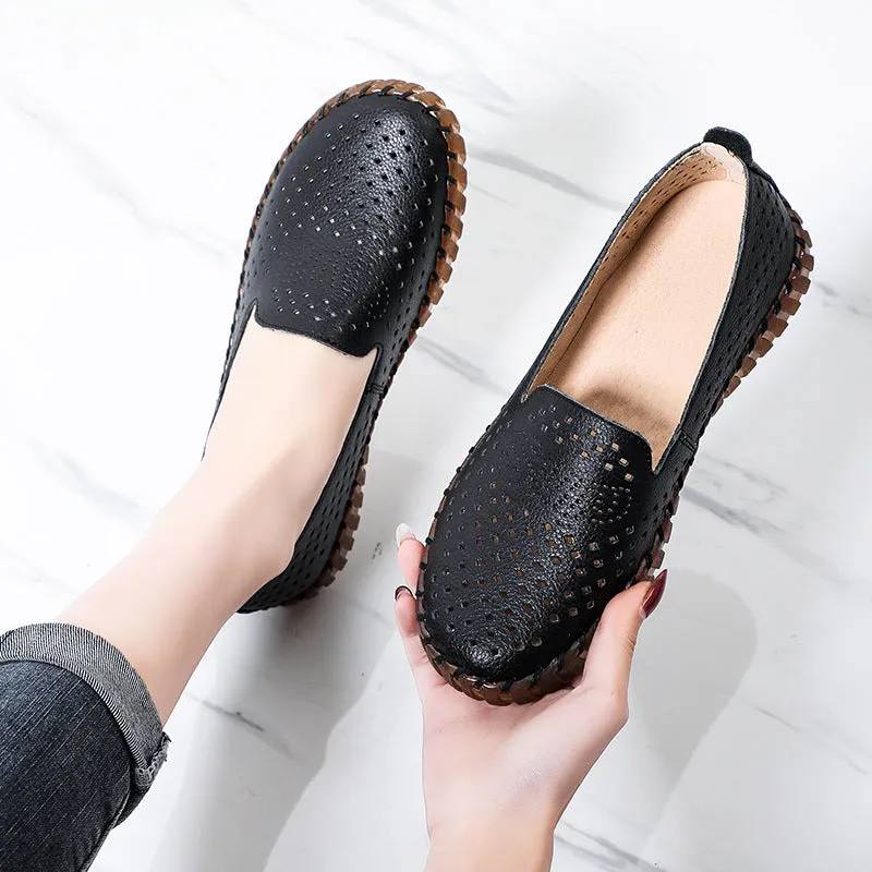Women's Leather Soft Sole Shoes Flat Comfortable Leather Shoes