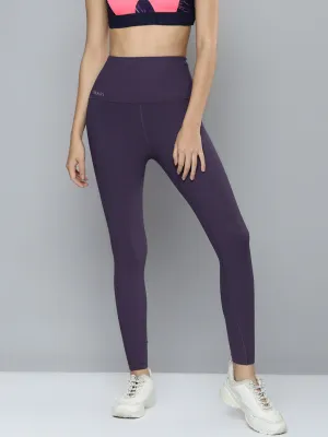 Women's Purple Ribbed High Waist Core Training Tights