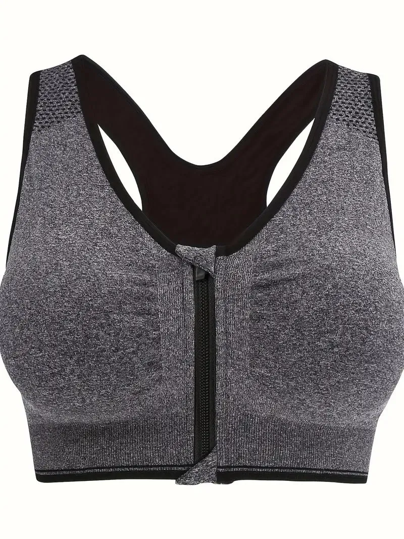 Women's Zip Front Closure Sports Bra
