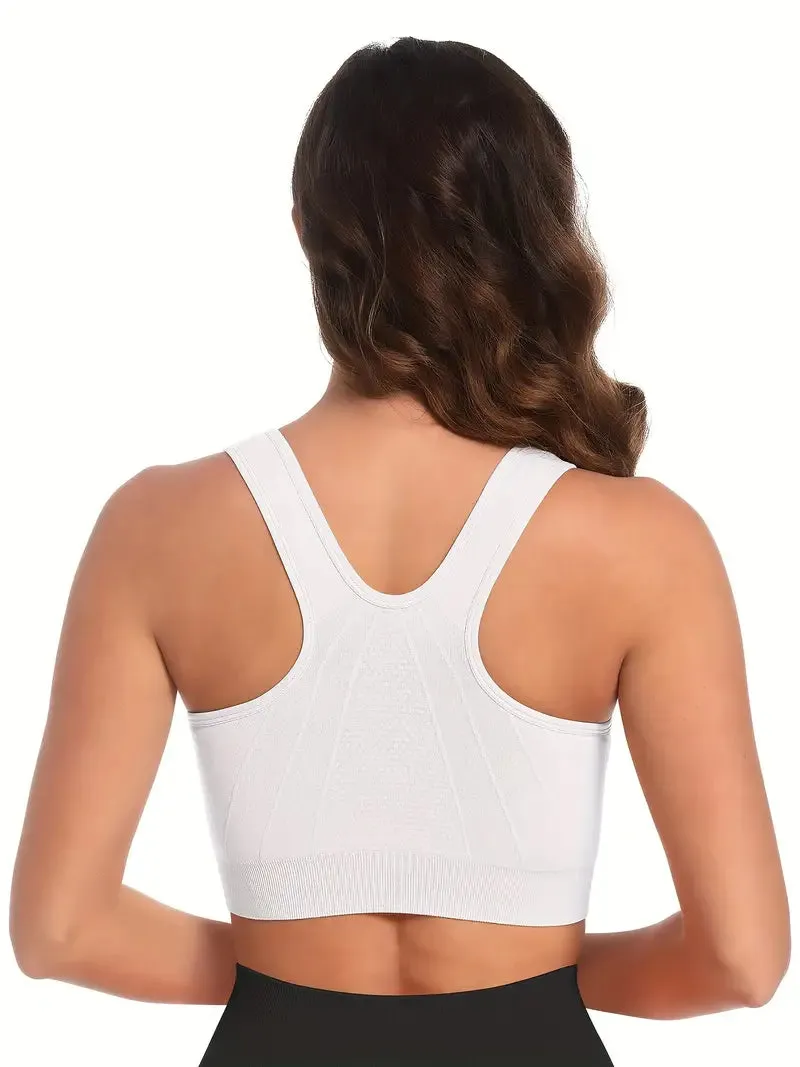 Women's Zip Front Closure Sports Bra