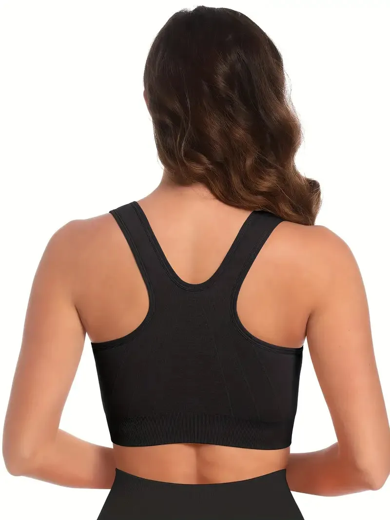 Women's Zip Front Closure Sports Bra