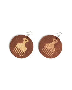 Wooden Afro Pick Earrings