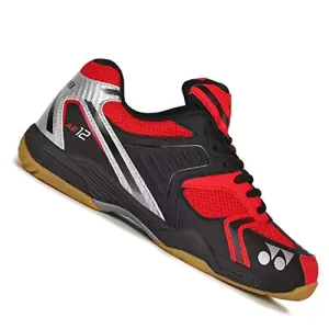 Yonex Tru-Cushion XII Non Marking Badminton Court Shoes, Black/Red/Silver - 8 UK