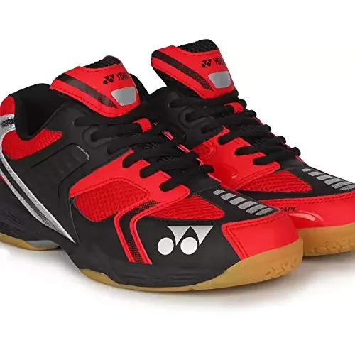 Yonex Tru-Cushion XII Non Marking Badminton Court Shoes, Black/Red/Silver - 8 UK